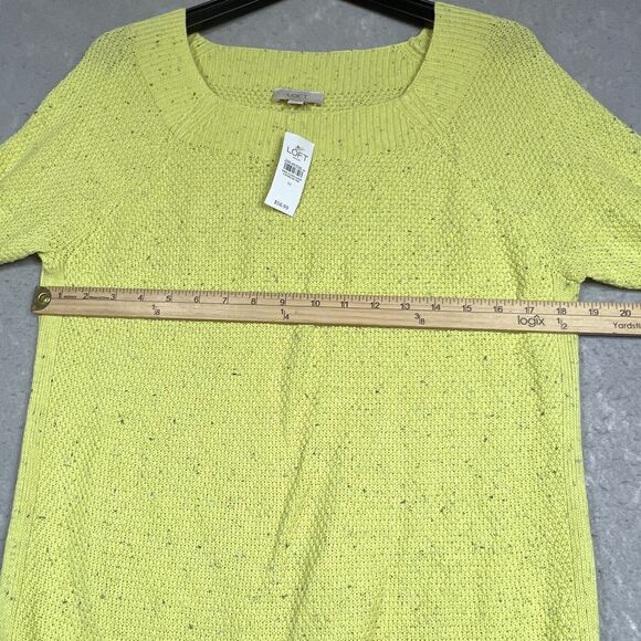 Loft Sweater Womens Size Medium Green Cotton Tight Knit Boat Neck Long Sleeve - Picture 5 of 10